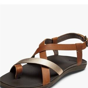 OluKai Brown and Gold Women's Sandals